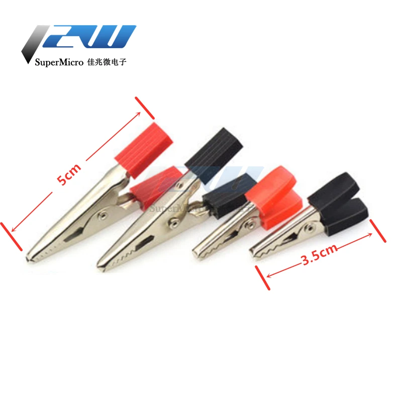 Alligator Clips Test Clip 10pcs/lot Insulated Crocodile Clips Plastic Handle Cable Lead 3/5mm Length