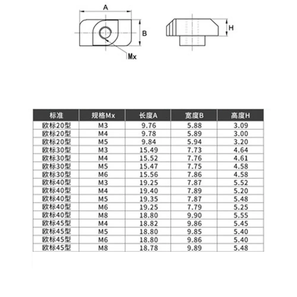 30pcs Slot T-nut Sliding T Nut Hammer Drop In NutM3/M4/M5/M6 for 20 30 40 45Series Fasten Connector Aluminum Extrusion
