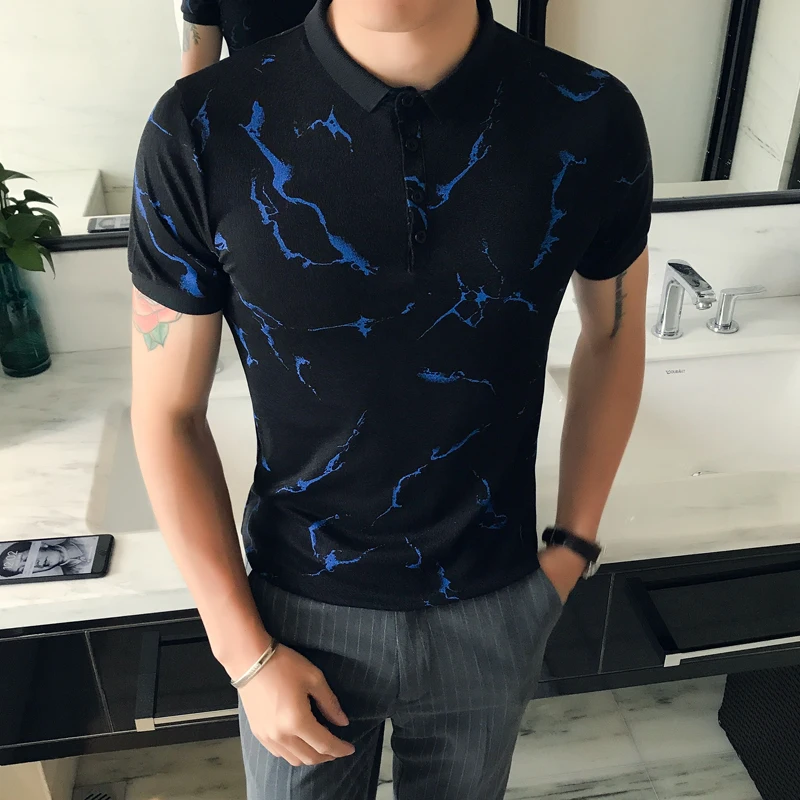 Мужская приталенная рубашка-поло повседневная камуфляжная с отложным