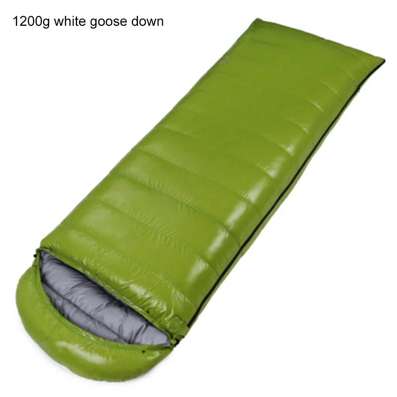 Green 1.2kgGooseDown Открытый Кемпинг вниз белый гусиный пух сплайсинга двойной спальный мешок для взрослых утолщение конверт Тип спальный мешок заполнение 400 г-1200 г - Цвет: Green 1.2kgGooseDown