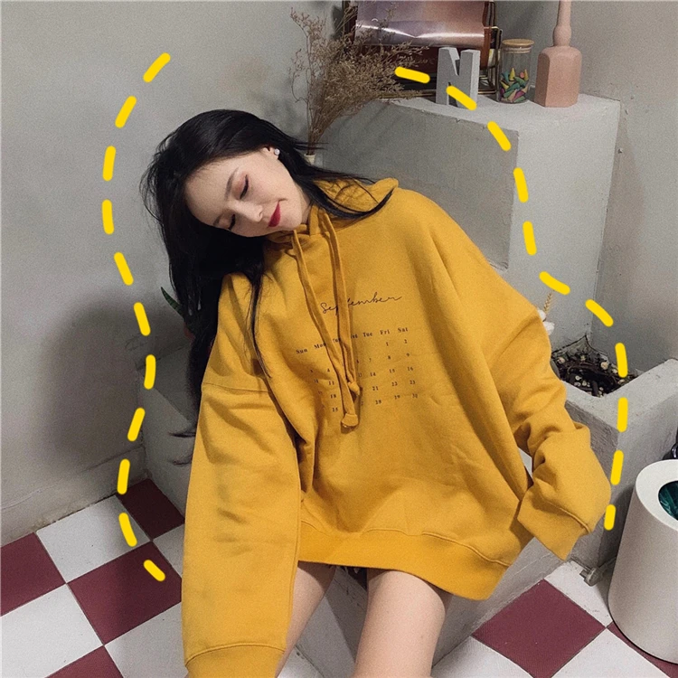 Женские толстовки с капюшоном, с календарем, Harajuku, теплые, зимние, свободные, корейский стиль, тонкая толстовка с капюшоном размера плюс, Женская толстовка, Sudadera Mujer