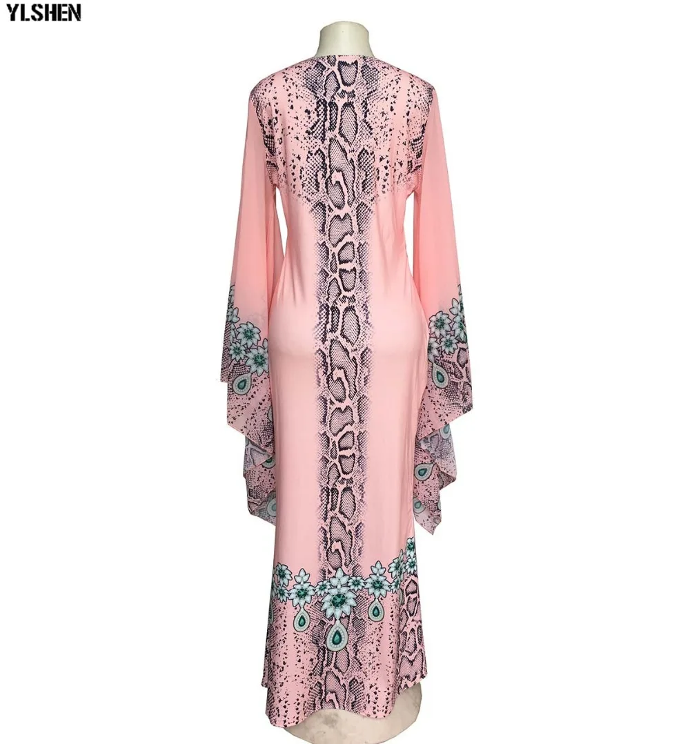 Length 150cm African Dresses for Women Dashiki Print African Clothes Bazin Sexy Slim Robe Boubou Africain Ankara Africa Dress 05