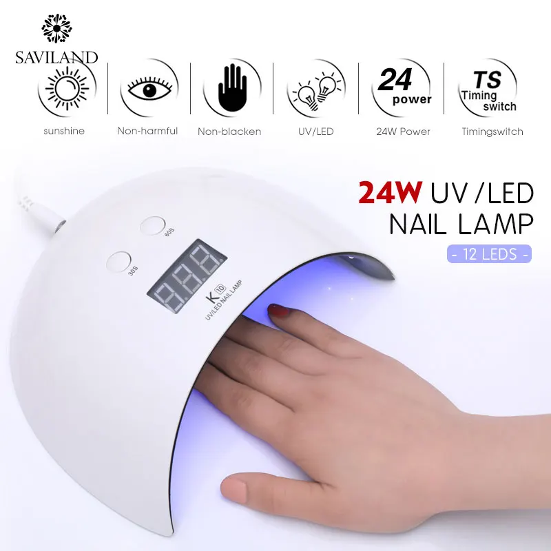Фены для ногтей SAVILAND 24 Вт Φ 12 светодиодов двойная мощная лампа быстрое
