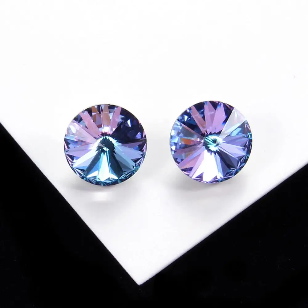 Серебряные серьги-гвоздики, 925 пробы, серебряные, коричневые/шампанские, Кристальные серьги-гвоздики для женщин, девушек, для свадебной вечеринки, хорошее ювелирное изделие - Цвет камня: ES0649m