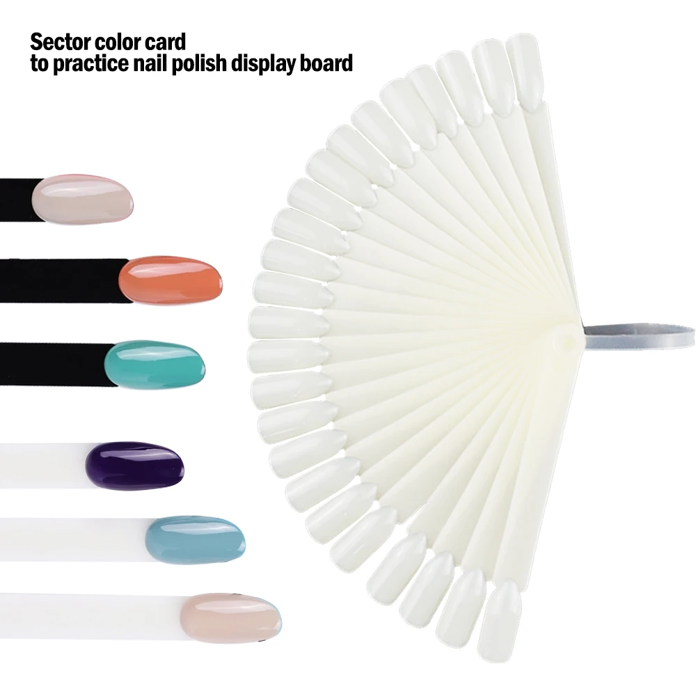 

1Set False Nail Tips Fan Nature Nail Art Round Full Cover Display Practice Tools Nails Manicure Acrylic UV Gel Polish
