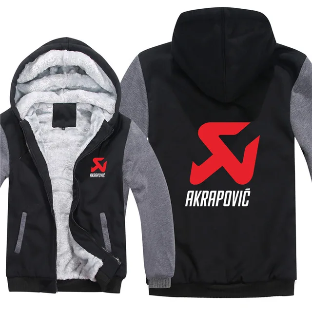 Akrapovic толстовки куртка зимняя мужская повседневная шерстяная подкладка флисовая Akrapovic толстовки Hoodioe высокого качества S-5XL - Цвет: Небесно-голубой