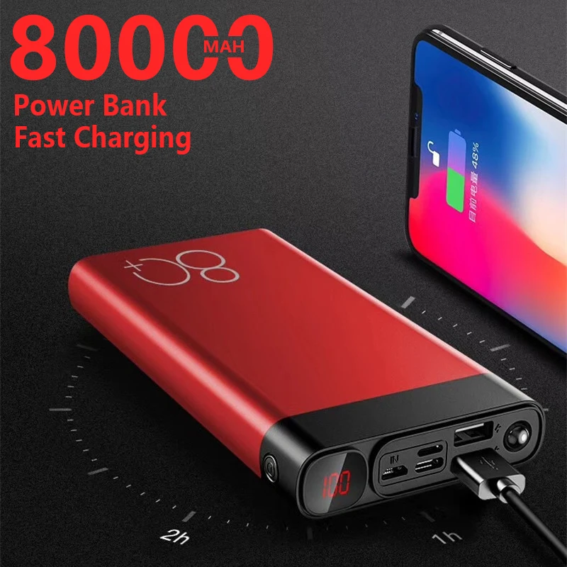 powerbank 20000 Wireless 80000mAh Power Bank Charging Large-capacity Solar Battery Panel With 4USB Output Port Charger for IPhone Samsung Xiaomi charging bank