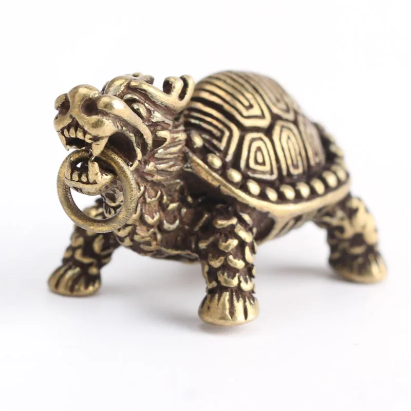 Dragon Turtle Чистый латунный счастливый Дракон брелки с черепахой Подвески Ювелирные изделия медные украшения животных чай ПЭТ бижутерия брелок для ключей - Цвет: Dragon Turtle