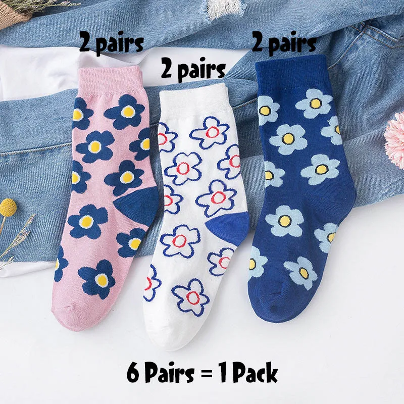 6 Pairs-15 5 пар Женские Мультяшные шикарные движения скейтборд хлопчатобумажные носки Улица Сезам длинные носки искусство женский персонаж милый хипстер Мода - Цвет: 6 Pairs-15