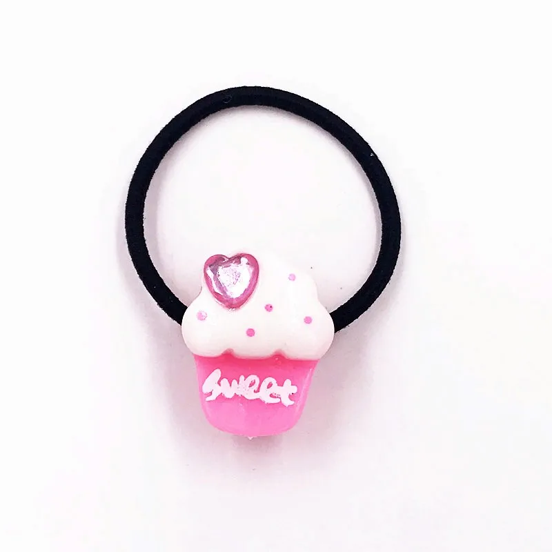 Бордовый 1PCS Candy Cake Ice cream Girls Hairbands Kids Elastics Hair Bands Hair Accesorios Children Hair Rope Headwear hair ties - Цвет: Бордовый