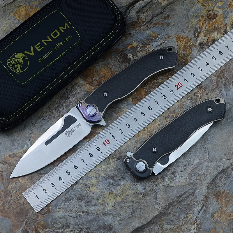 Складной нож VENOM BONE DOCTOR M390 титановый CF многофункциональный для кемпинга охоты