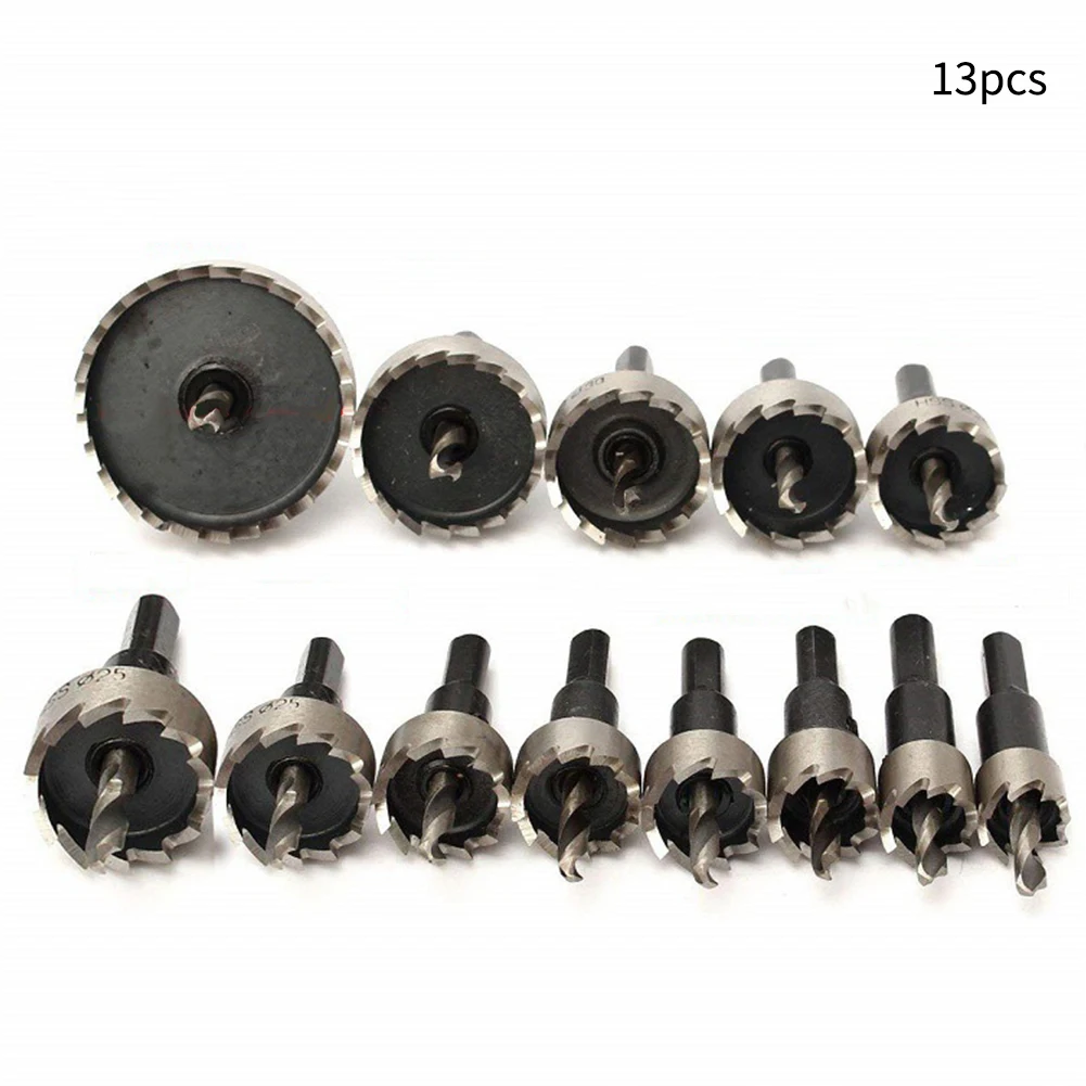 13pcs High-speed Steel Adjustable Woodworking Alloy Easy Apply Durable Hole Cutter Positioning Drill Bit Set Tipped Tool