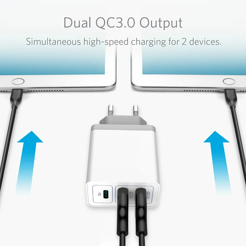 30 Вт Quick Charge Тип C PD КК 3,0 USB Зарядное устройство для iPhone 11 Pro Max для samsung Xiaomi переключатель для быстрого настенного Зарядное устройство US адаптер для розеток европейского стандарта