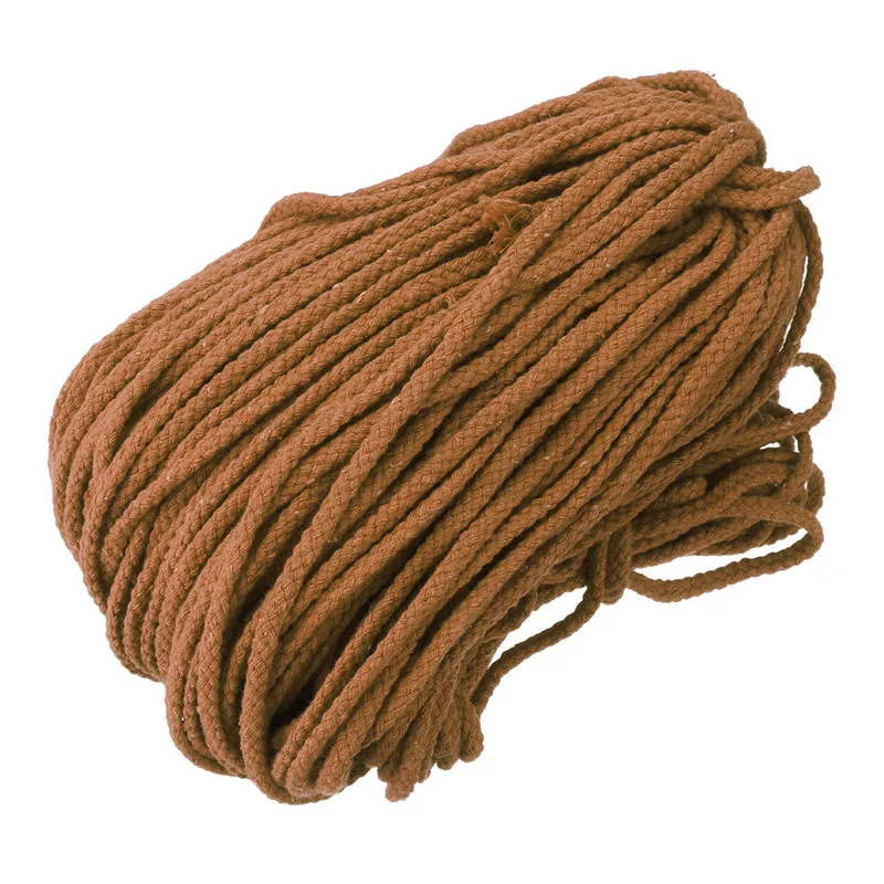 brown 11 цветов, 100 м, 5 мм, 109 ярдов, хлопковая витая веревка, шнур макраме, ручная работа, плетеный шнур, текстильный Декор для дома - Цвет: brown