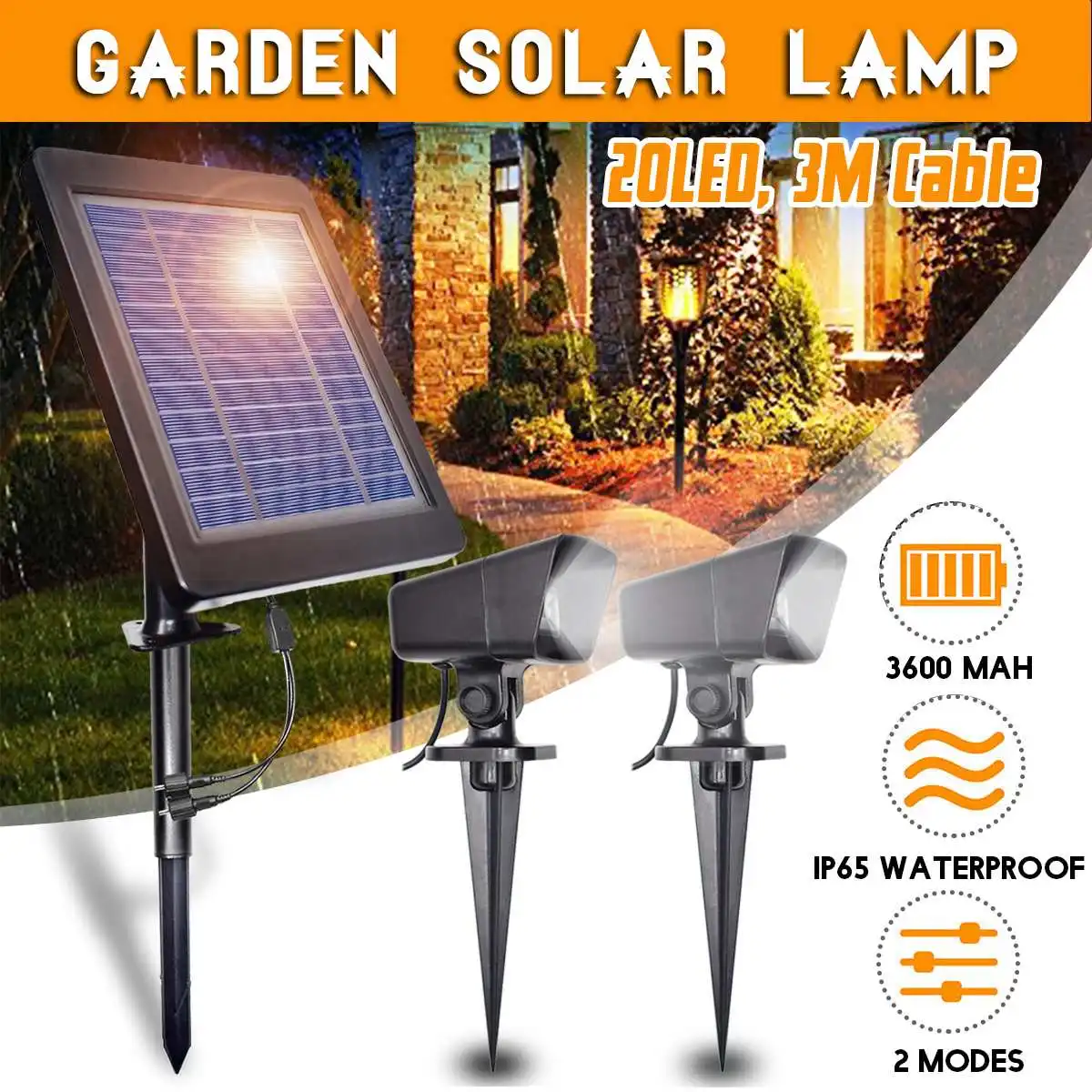 

Waterproof IP65 Outdoor Garden LED Solar Light Super Brightness Garden Lawn Lamp Landscape Spot Lights
