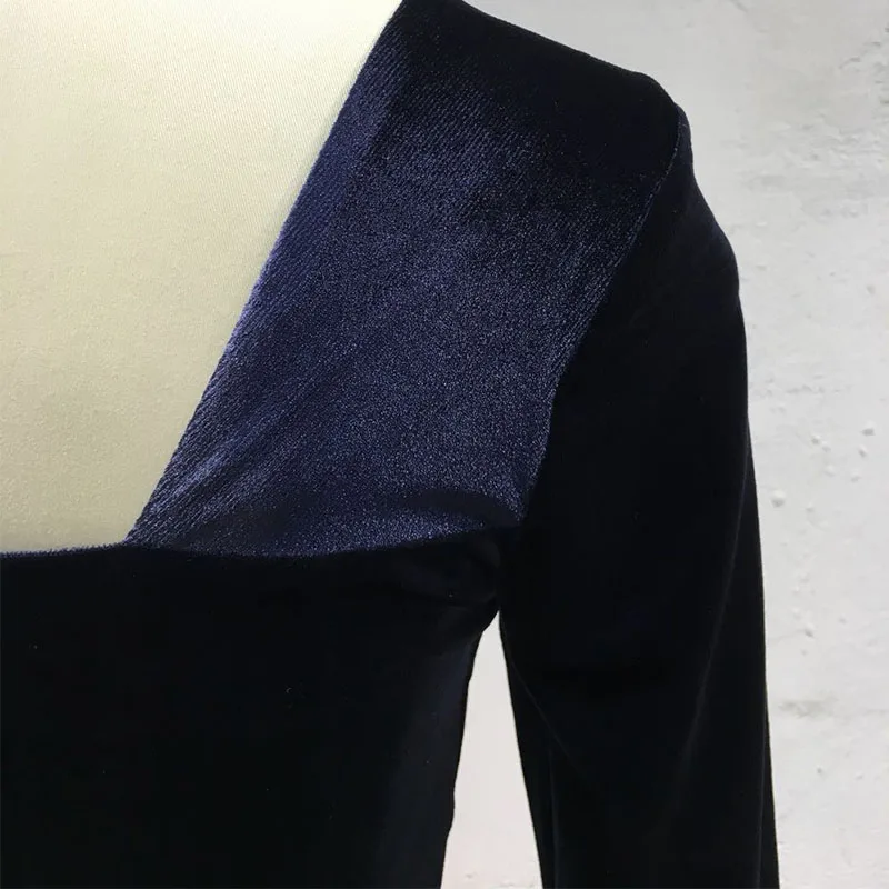 Fashion Womens Long Sleeve Elegance Square Neck Solid Tops Blouse Autumn Ladies Long Tight Bottom Shirt Pullover