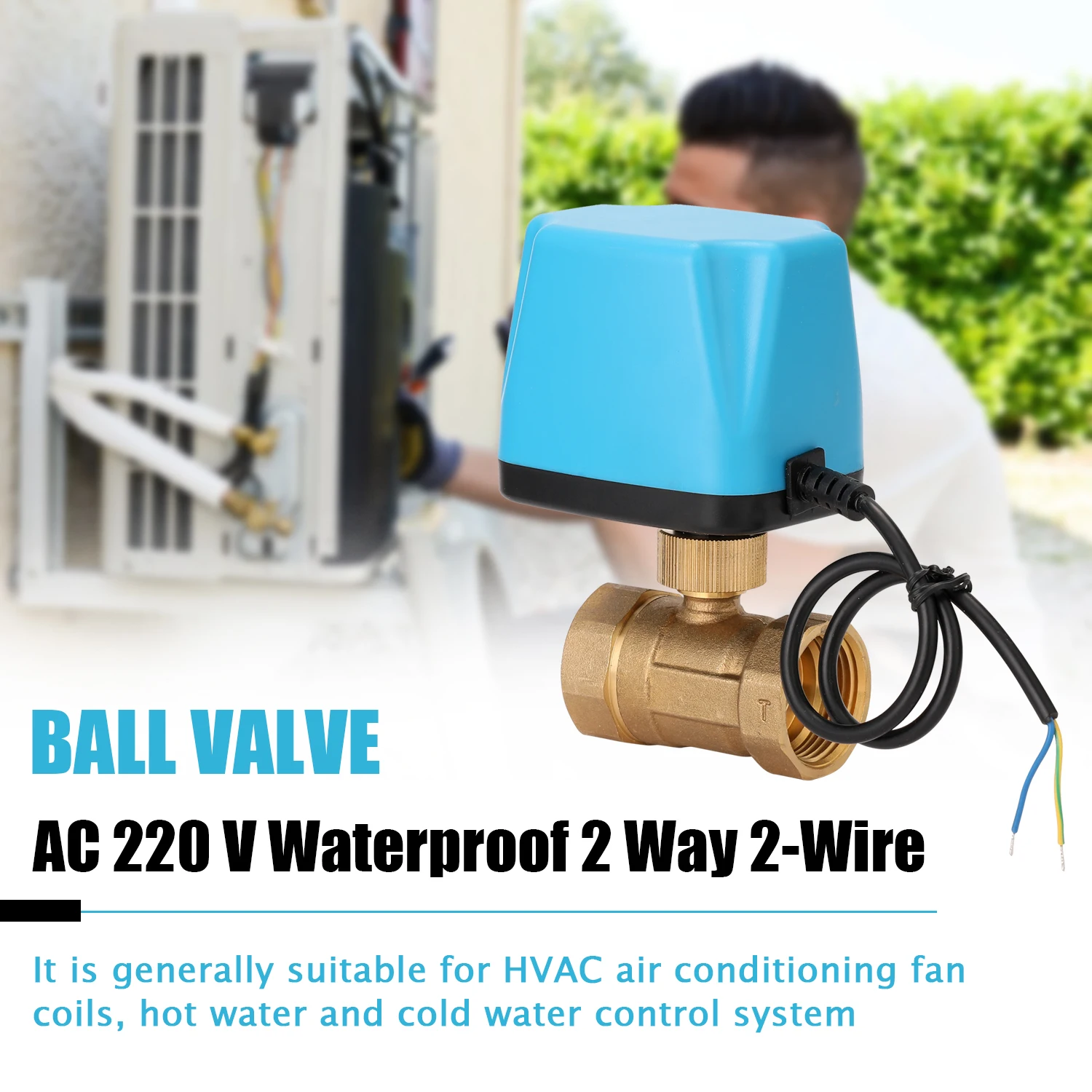 AC 220 V Водонепроницаемый 2 Way 2-проволочным шариком Электрический моторизованный латунный клапан с приводом латунный клапан