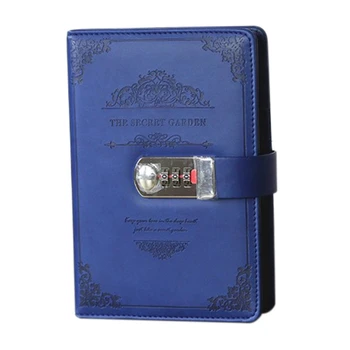 

Retro Notebook Password Book with Lock Creative School Office Supplies Stationery Personal Diary Journal Cover Planner.Retro Blu