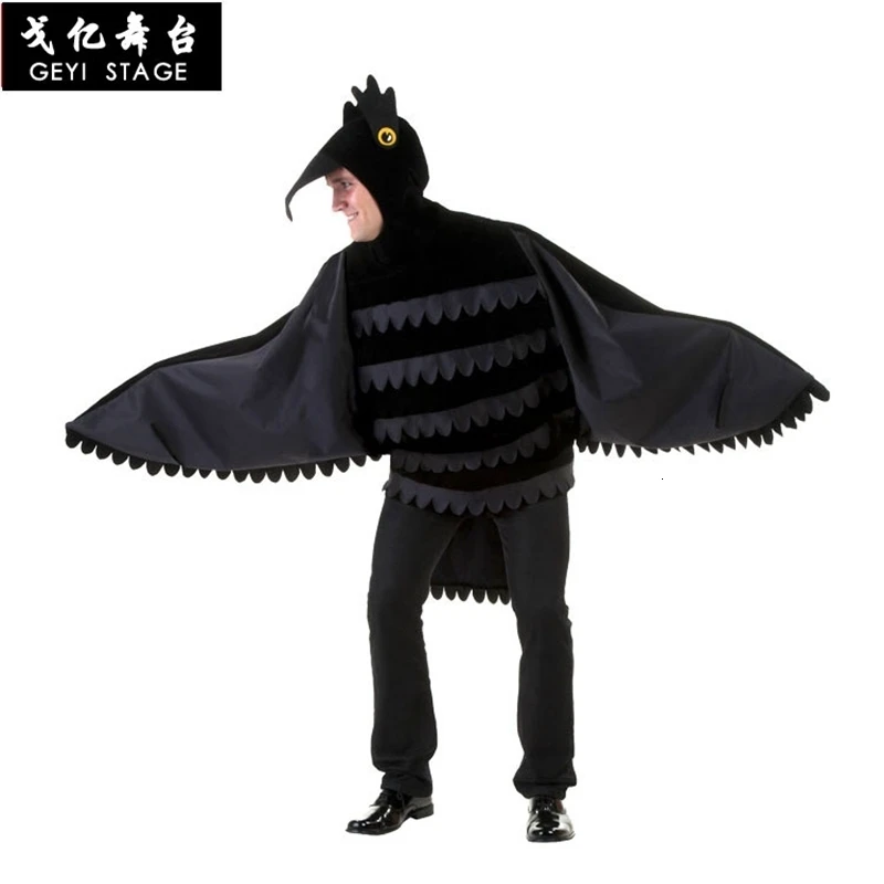 Детский черный роскошный костюм ворон детский праздничный карнавальный на