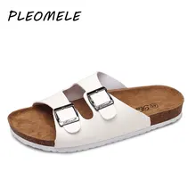 Новинка года; Мужские Пляжные шлепанцы на пробковой подошве; повседневные сандалии-сабо с двойной пряжкой; женские и мужские вьетнамки без застежки; обувь на плоской подошве