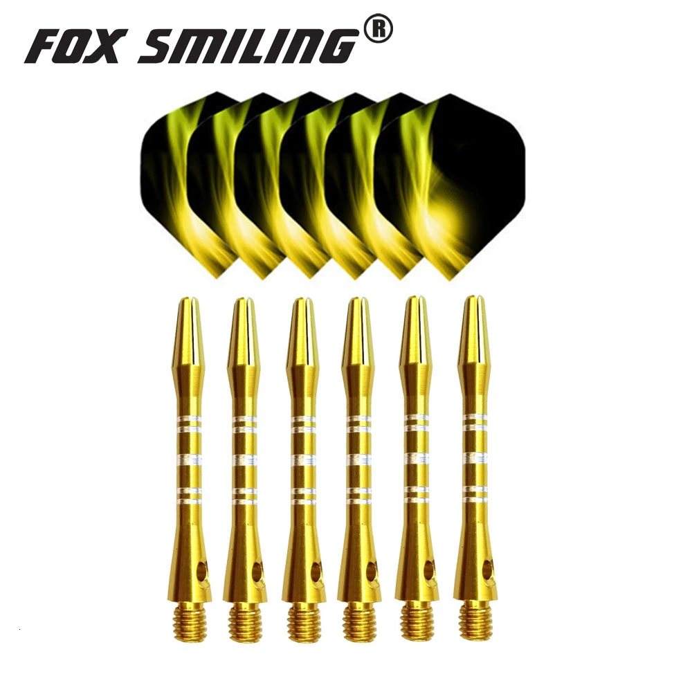 41mm 6 and 6 Fox Smiling 35/41 мм алюминиевый дротик валы и Дротика s Перелёты комплект Dardos перо Листья аксессуары для игры в дартс набор для Дротика настольные игры - Цвет: 41mm 6 and 6