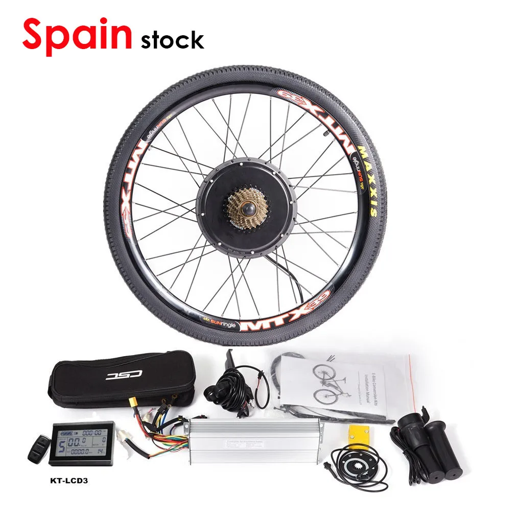 MTB Ebike Rear Wheel Conversion Kit with MTX39 Thick Welding Rim KT-LCD3 Display Tire Tube Freewheel Disc Brake