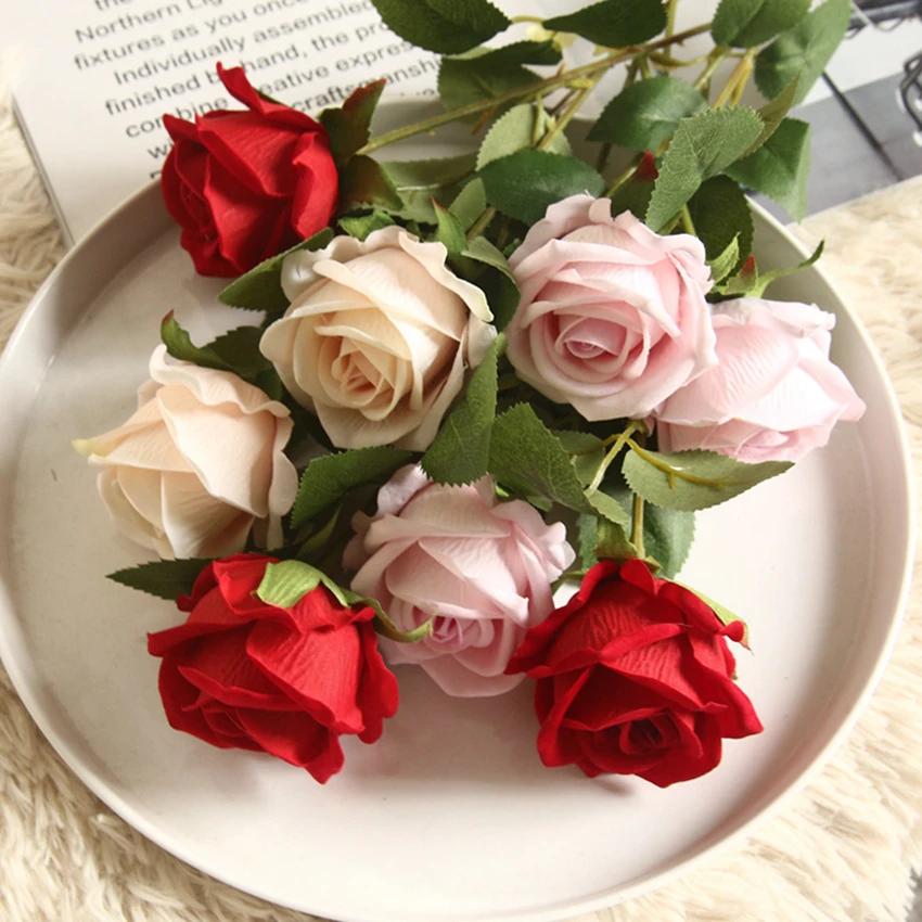 Artificial Flowers Silk Rose Long Branch Bouquet for Wedding Home Decoration Fake Plants DIY Wreath Supplies Accessories 5Pcs artificial plants,artificial flowers,artificial rose,artificial flower bouquet,artificial flower,artificial branches