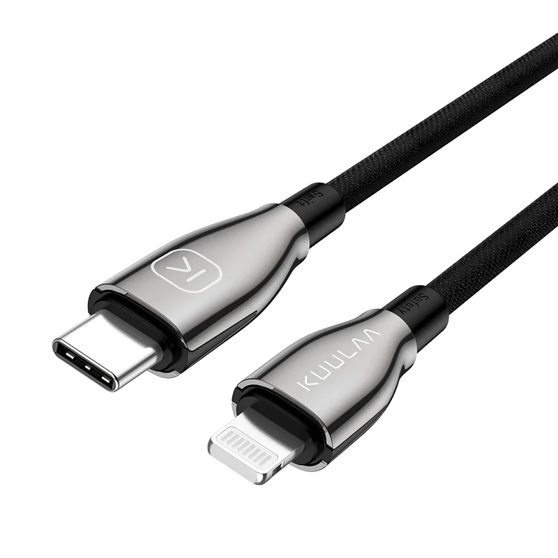 KUULAA USB C к Lightning Кабель MFi PD для iPhone 11 Pro Max X XS 8 XR 18 Вт Быстрая зарядка type C кабель для Macbook iPad Pro 12,9 - Цвет: Black