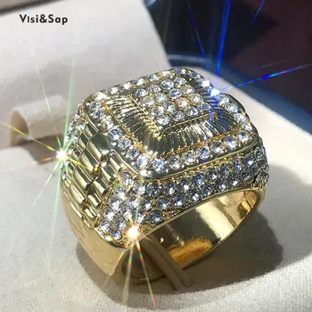 

Visisap Luxury CZ HipHop Rings for Men Full Stone Shiny Personality Gold Colour Boy Ring High Quality Fashion Jewelry H028