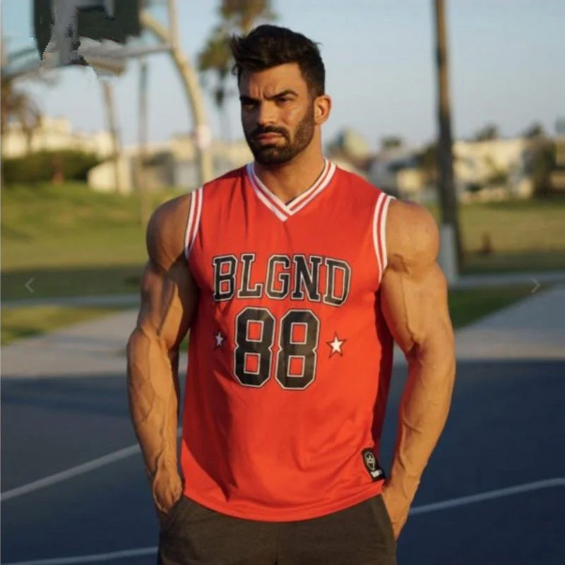 elastique musculation top fitness men mesh tanktop V-neck jersey gym stringer Mens workout tank tops Quick dry vest Running top