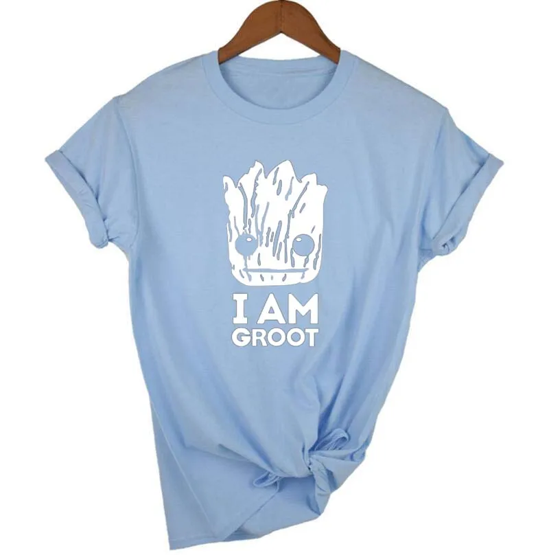 Light Blue Женская футболка, Звездные войны, аниме, малыш, поп Грут, летняя, забавная, я Грут, футболка, крутые топы, футболки, Homme, футболка - Цвет: Light Blue