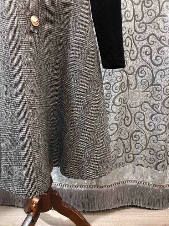 new women's autumn and winter woolen dress stitching sleeve decorative buttons 1014