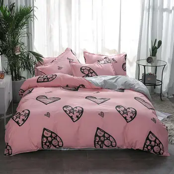 

Polyester Bedding Set 5 Size Sheet Pillowcase Bed Linens 3/4 Pcs/set Duvet Cover Pastoral Bed Sheet AB Side Comforter Cover