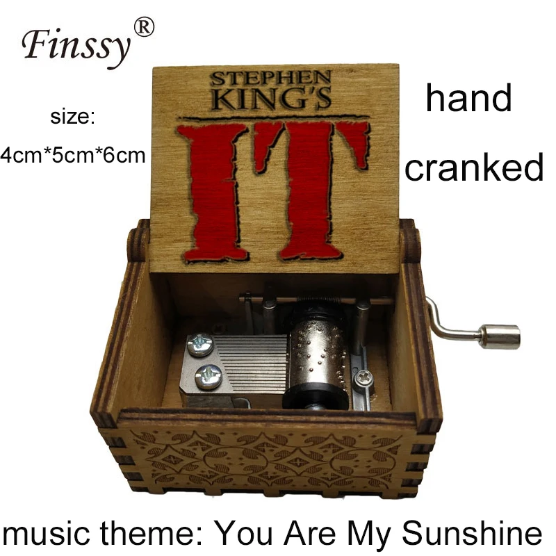 music box Ужас клоун-брелок Стивен Кинг это Подарочный Брелок для ключей для женщин девочек сумка подвеска Подвески Деревянные брелки ювелирные изделия porte clef - Цвет: music box