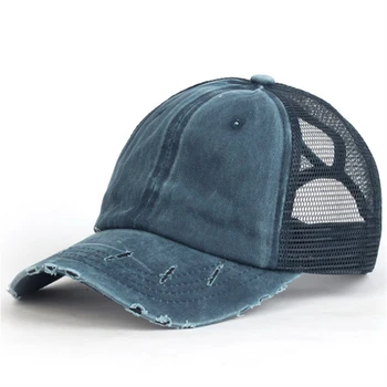 

Summer Men and women tongue shade hat washed cap light board cotton hat Horsetail baseball cap hole net cap