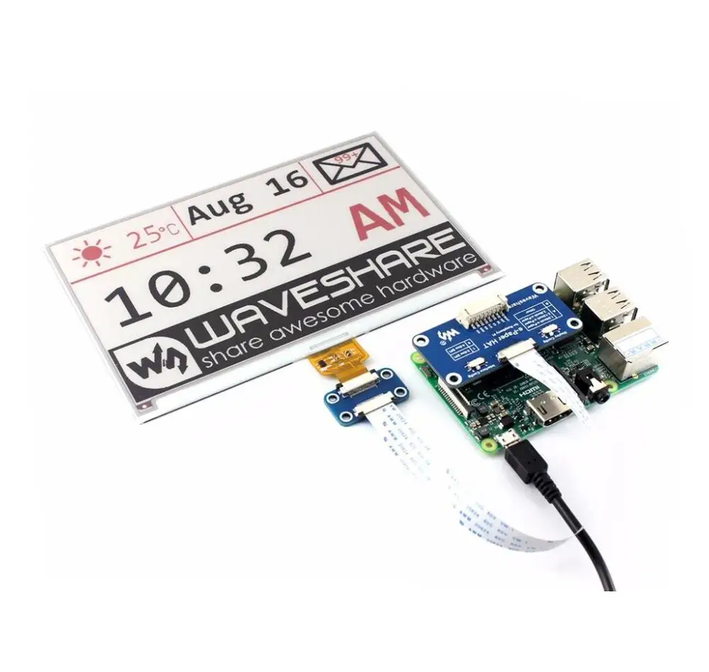 AiSpark 640x384, 7,5 дюймовый дисплей E-Ink для Raspberry Pi 2B/3B/Zero WThree-Цвет: красный, черный, белый, SPI интерфейс, без подсветки