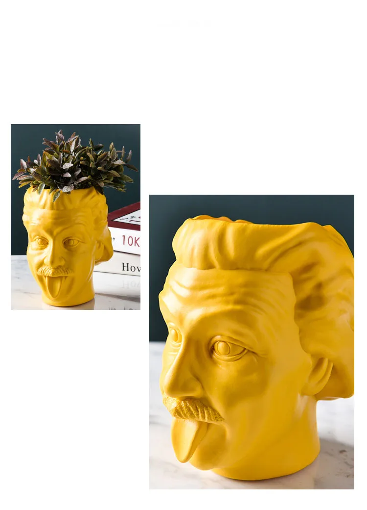 Нордическая Смола Искусство Забавный Эйнштейн driedflowervaseofficeспальня крыльцо цветок украшения ремесла ручка держатель косметический инструмент Storagetank