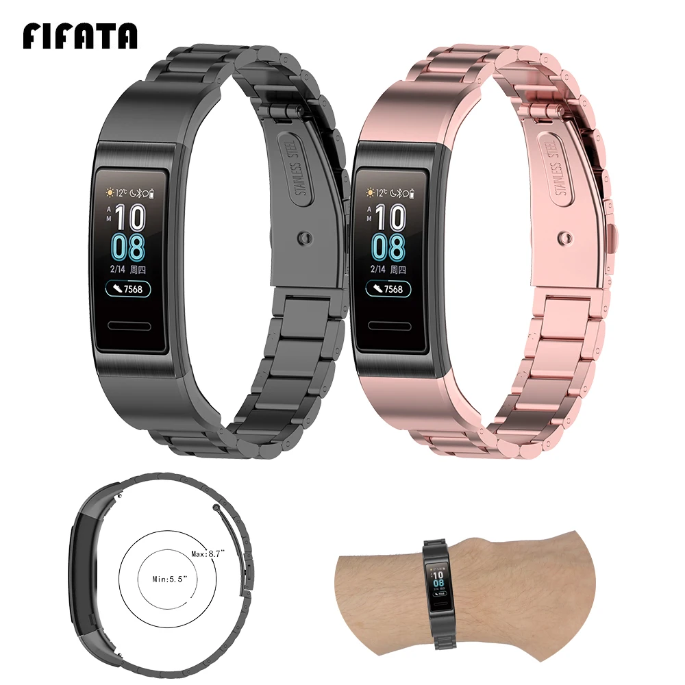 Металлический ремешок для часов FIFATA из нержавеющей стали Huawei Band 3/3 Pro/4 Pro сменный
