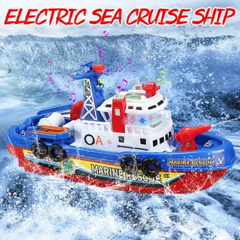 

1set Toddler Baby Bath Toy Boat Squirts and Rides in Water Action Bath Time Squirting Rescue Ship Boys Gift without Battery