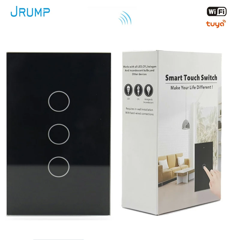 JRUMP Wifi Smart Touch Switch Voice Control Light Switch With Wireless Remote Control Wall Switch Work Alexa Echo Google Home|Switches