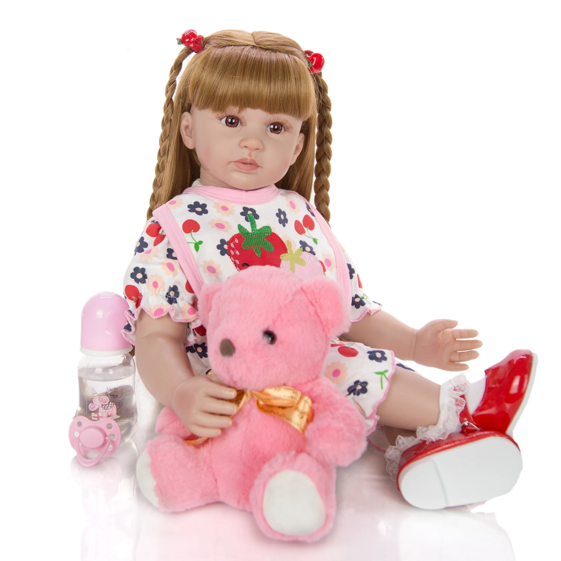 Модное изделие 24 дюймов Reborn Baby Doll 60 см силиконовый мягкий реалистический для маленькой принцессы Детская кукла игрушка в этническом стиле bebe куклы для детей, подарок