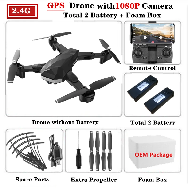 C53-GPS радиоуправляемые Дроны с 1080P 5G WiFi HD камера Вертолет высота удерживающий складной следящий за мной Квадрокоптер VS XS812 SG907 игрушечный Дрон - Цвет: 2.4G-Foam Box-2