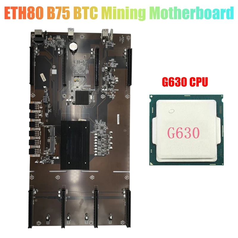 Материнская плата ETH 80 B75 BTC для майнинга + G630 CPU 8X PCIE 16X LGA1155 DDR3 поддержка 1660 2070 3090 RX580