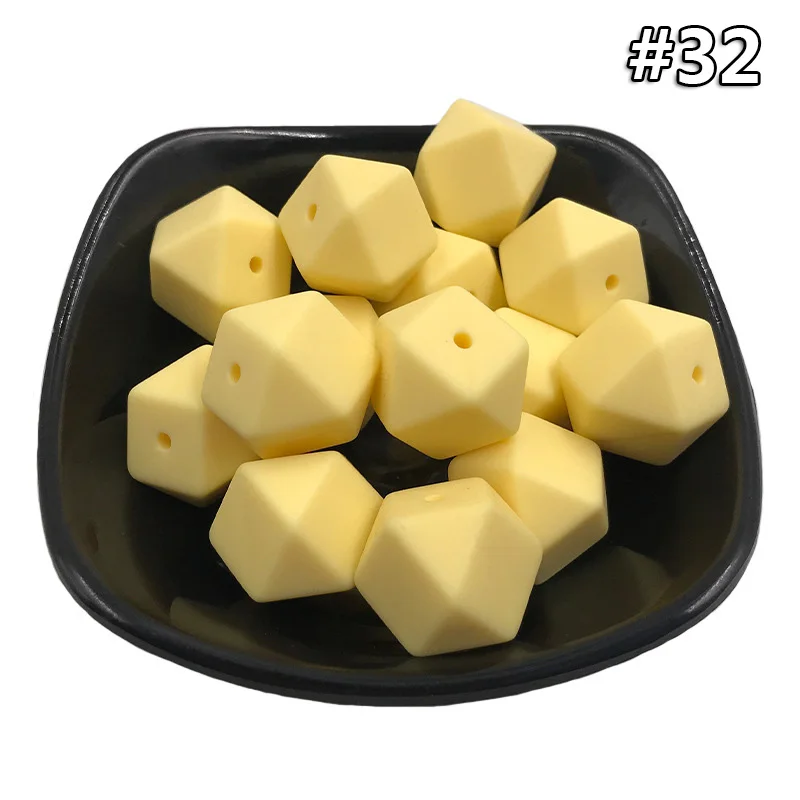 50PCS Beads 32 50Pcs Silicone Beads 14mm Hexagon Beads Food Grade Silicone Teething Colorful DIY Pacifier Clip Tiny Rod Baby Teether Toys Gift - Цвет: 50PCS Beads 32