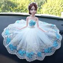 Авто assessoires с принтом «машинка» для маленьких торжественное платье автомобиля Баши кукла автомобильное украшение-кукла белого и голубого цвета, платье