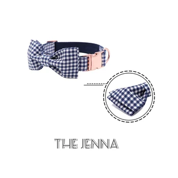 

Unique Style Paws Dog Collars Pure Plaid with Handmade Cotton Bows