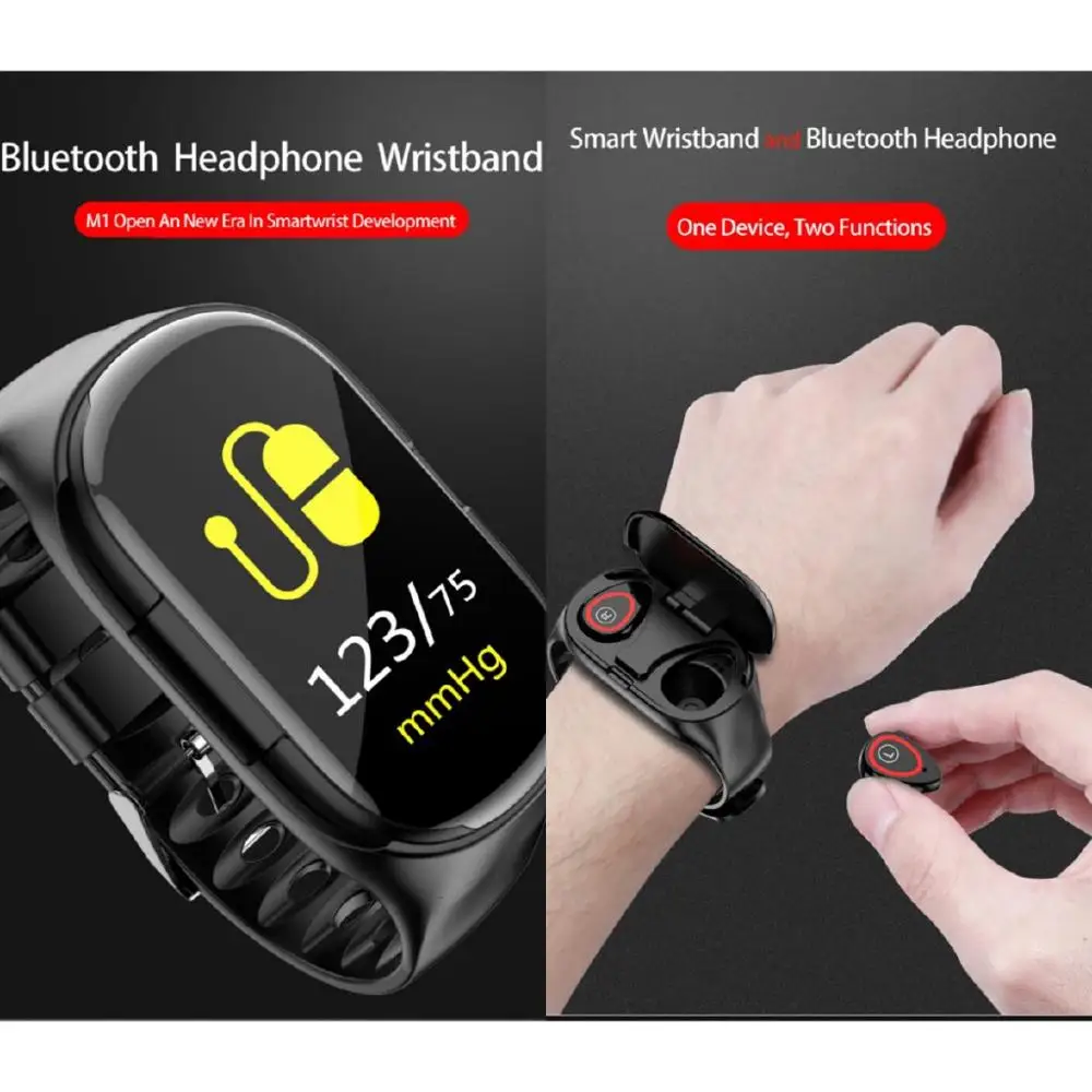 M1 Wireless Bluetooth 5.0 Earphone Earbuds TWS With Heart Rate Blood Pressure Monitor Smart Watch Sport Stereo Earbud Headset