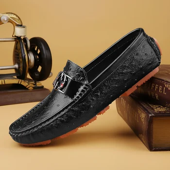 

2020 Autumn Leather Loafer Shoes Men Black White Men Drive Shoes Handmade Loafers Casual Shoes Brand Slip On Shoes For Mens