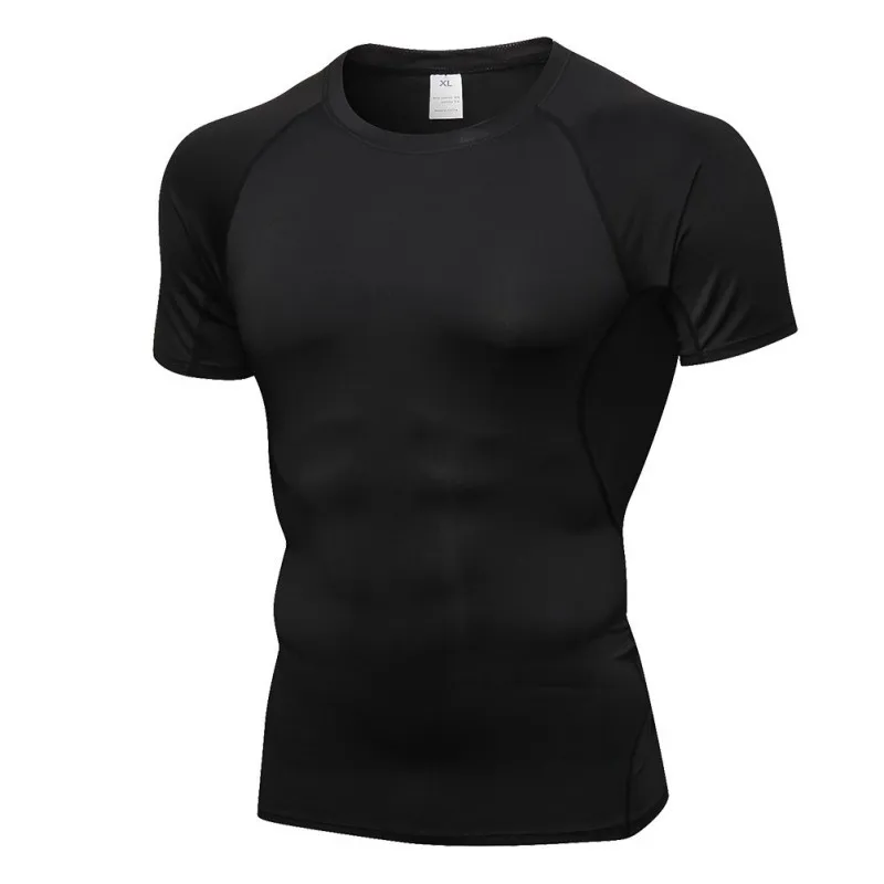 B Мужская для спортзала Rashguard футболка с коротким рукавом быстросохнущая дышащая футболка с круглым воротником Спортивные топы эластичная рубашка для бега - Цвет: B