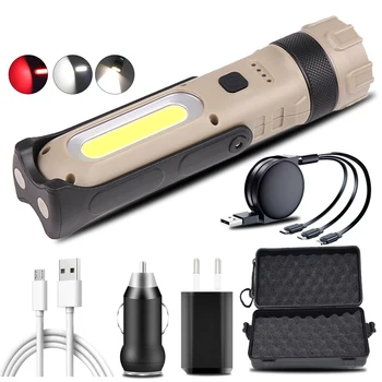 

Work lamp LED Flashlight CREE XM-L2 U3 USB Rechargeable Battery COB Lamp 3 Modes Power Bank Torch Tail Magnet light Camping